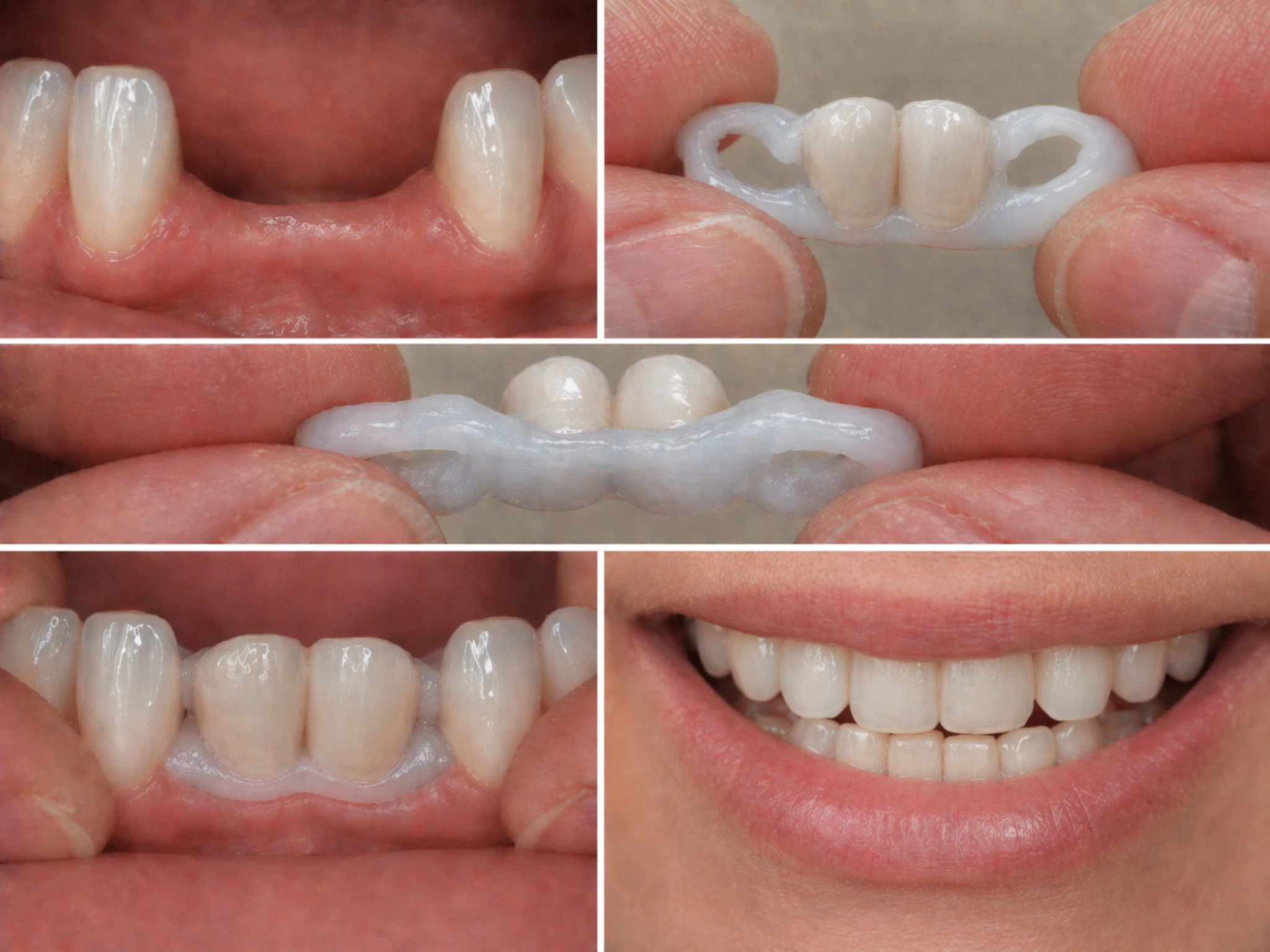 Denticor: sustitución de dos dientes inferiores contiguos: puente DentiFlex más resistente, dos coronas y resultado al sonreír