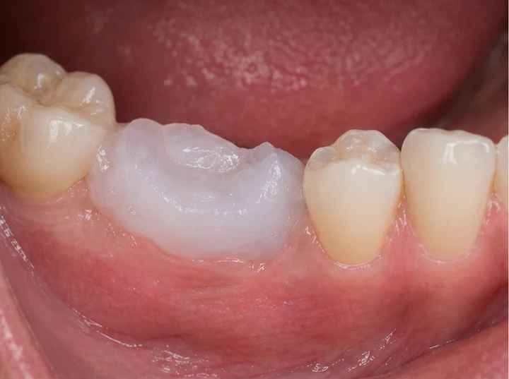Guía visual: muela inferior ausente con dientes adyacentes