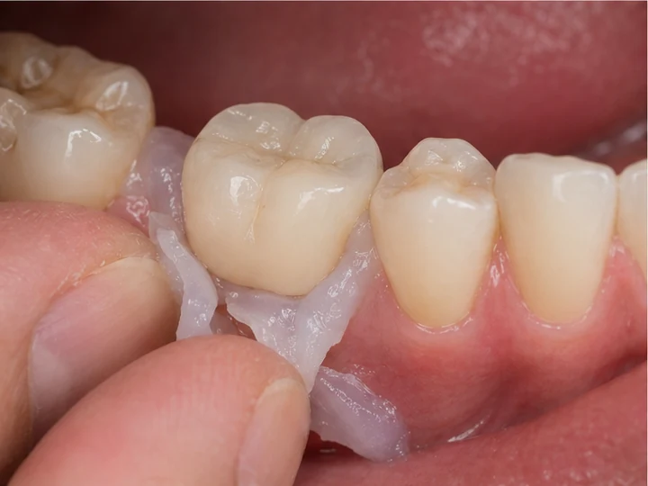 Guía visual: muela inferior ausente con dientes adyacentes