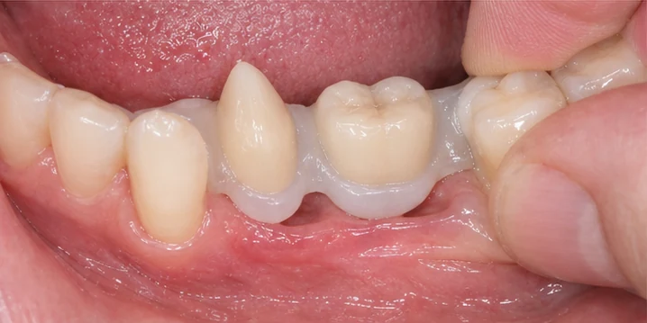 Guía visual: muela superior ausente con dientes adyacentes
